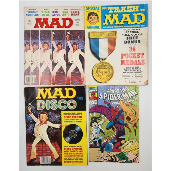 3 Vintage 1970's Mad Magazines & Spiderman Comic