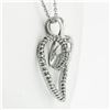 Image 3 : 14K White Gold 0.50 ctw Double Diamond Open Heart Swirl Pendant & 20" Cable Chai