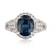 Image 2 : 3.19 ctw Blue Sapphire and 0.60 ctw Diamond Platinum Ring (GIA CERTIFIED)