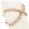 Image 3 : NEW 14k Rose Gold 0.50 ctw 45 Round Brilliant Diamond Simple X Ex Cross Band Rin