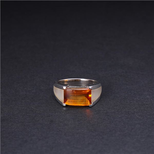 14K White Gold & Citrine Ring