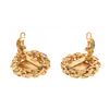 Image 2 : Chanel Gold Metal Large Braided CC Earrings