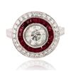 Image 1 : 1.27 ctw CENTER Diamond and 1.26 ctw Ruby Platinum Ring (1.65 ctw Diamonds)