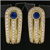 Image 2 : QUALITY Di Modolo 18K Yellow Gold 1.90 ctw Sapphire Diamond Huggie Cuff Earrings