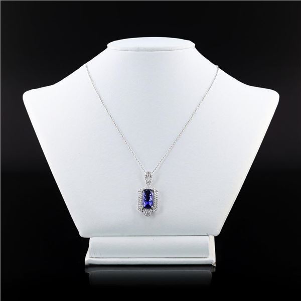 7.90 ctw Tanzanite and 0.95 ctw Diamond Platinum Pendant (GIA CERTIFIED)