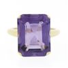 Image 4 : 14K Yellow Gold 9.50 ctw Large Amethyst Prong Emerald Cut Solitaire Cocktail Rin