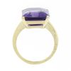 Image 7 : 14K Yellow Gold 9.50 ctw Large Amethyst Prong Emerald Cut Solitaire Cocktail Rin