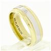 Image 7 : Vintage Unisex Solid Platinum & 18k Gold Heavy Polished Wedding Band Ring 10.93g