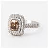 Image 2 : 1.18 ctw Fancy Brown CENTER Diamond 18K White Gold Ring (2.11 ctw Diamonds)