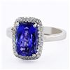 Image 2 : 3.65 ctw Tanzanite and 0.33 ctw Diamond Platinum Ring