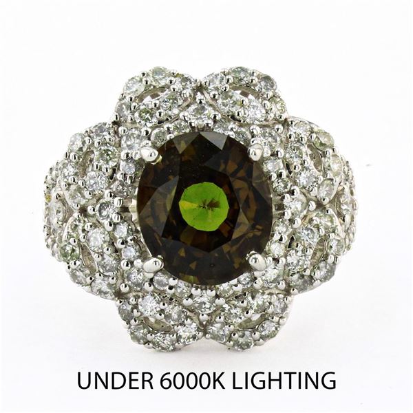 4.49 ctw Alexandrite and 1.43 ctw Diamond 18K White Gold Ring (GIA CERTIFIED)