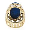 Image 6 : Vintage 18K TT Gold Cabochon Lapis Lazuli Textured Crescent Large Cocktail Ring