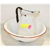 Image 1 : ENAMELWARE BASIN + PITCHER