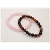 Image 1 : #198-NATURAL BROWN AGATE & PINK ROSE QUARTZ