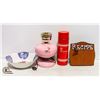 Image 1 : LOT WITH LAMP, THERMOS, BOWL AND RECIPE BOX