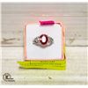 Image 1 : SZ 6.5 RED STONE SILVER PLATEDÿRING