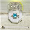 Image 1 : SZ 7 SILVERPLATED BLUE STONE HALO RING