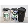 3X STARBUCKS CERAMIC TRAVEL MUGS