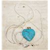 Image 1 : TURQUISE STONE HEART PENDANT WITH 24" CHAIN