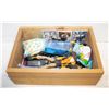 Image 1 : WOODEN BOX OF KIDS ITEMS SOME COLLECTIBLE