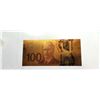 Image 1 : 19)  CANADIAN GOLD FOIL $100.00 NOVELTY BANKNOTE.