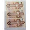 Image 2 : 16)  LOT OF 3 CANADIAN $2.00 BANKNOTES WITH SEQUEN