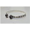 Image 1 : 27)  CARVED BANGLE STYLE BRACELET W/AMETHYST ACCEN