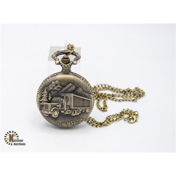 #758-BRAND NEW BRONZE TONE POCKET WATCH WITH