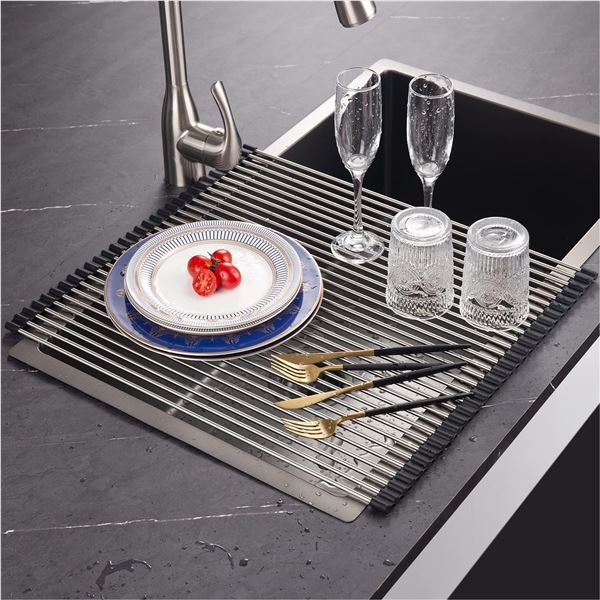 NEW EMBATHER 13  X17.5  ROLL UP DISH DRYING RACK