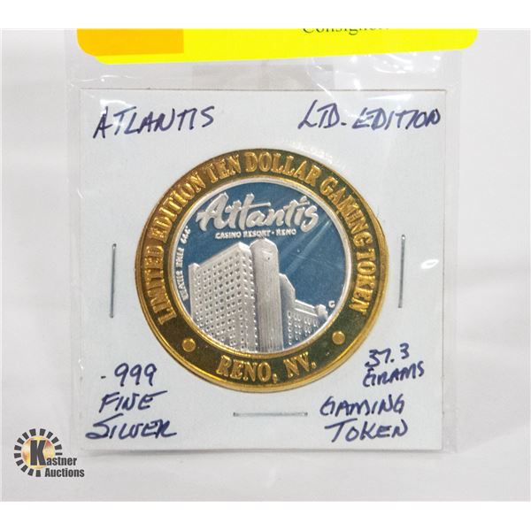 ATLANTIS .999 SILVER LTD EDITION GAMING TOKEN