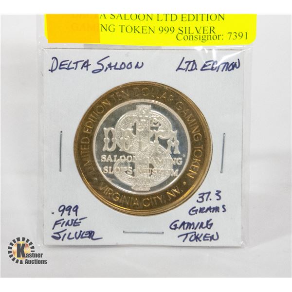 DELTA SALOON LTD EDITION GAMING TOKEN 999 SILVER