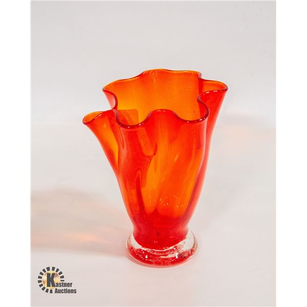 BEVELED EDGE SWAG MURANO LEFTON VASE