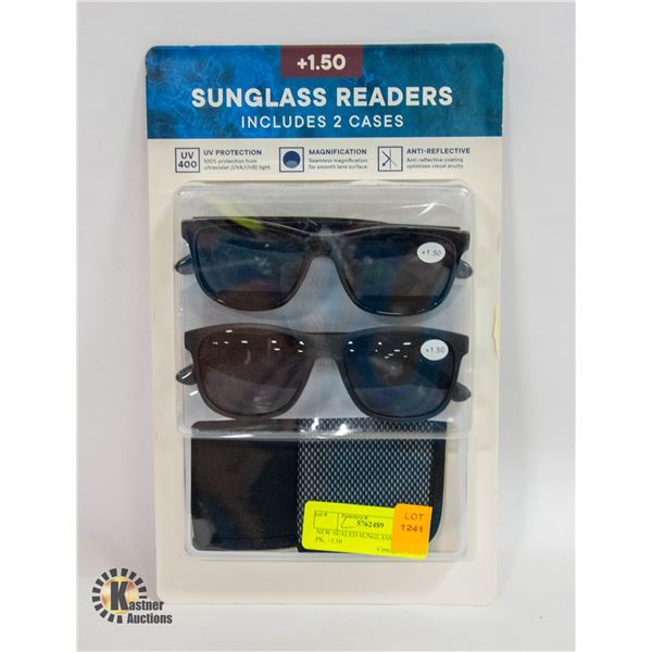 NEW SEALED SUNGLASS READERS 2 PK, +1.50