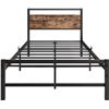 Image 1 : NEW FOUMAN TWIN BED FRAME WITH WOODEN HEADBOARD