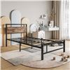 Image 2 : NEW FOUMAN TWIN BED FRAME WITH WOODEN HEADBOARD