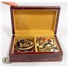 Image 2 : VINTAGE ETCHED BOX FULL OF COSTUME JEWELRY