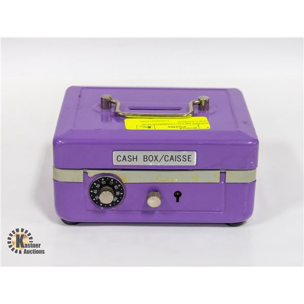 VINTAGE METAL PURPLE COMBINATION LOCK CASHBOX