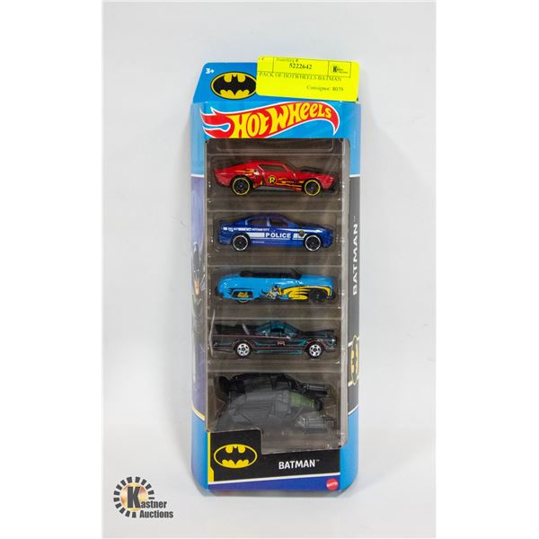 5 PACK OF HOTWHEELS BATMAN