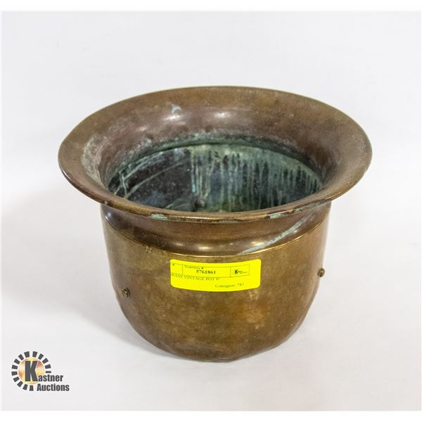 BRASS VINTAGE POT 9"