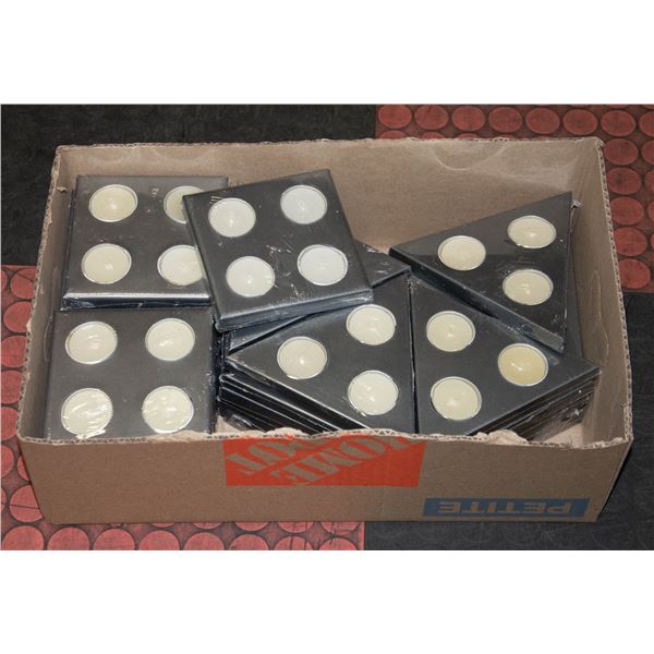 BOX OF CANDLES AND HOLDERS
