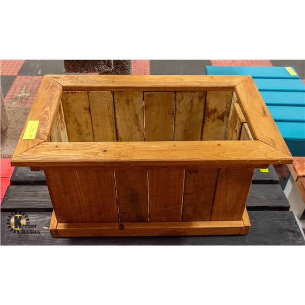 HANDMADE WOODEN PLANTER H-12.5  W-13.5  L-23.25 