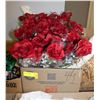 Image 1 : BOX OF FIBER RED FLOWERS