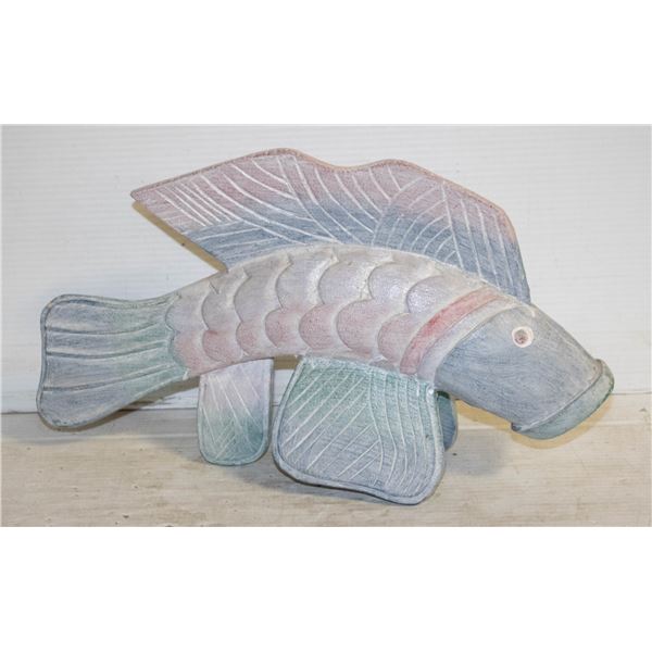 LARGE PAINTED WOODEN FISH