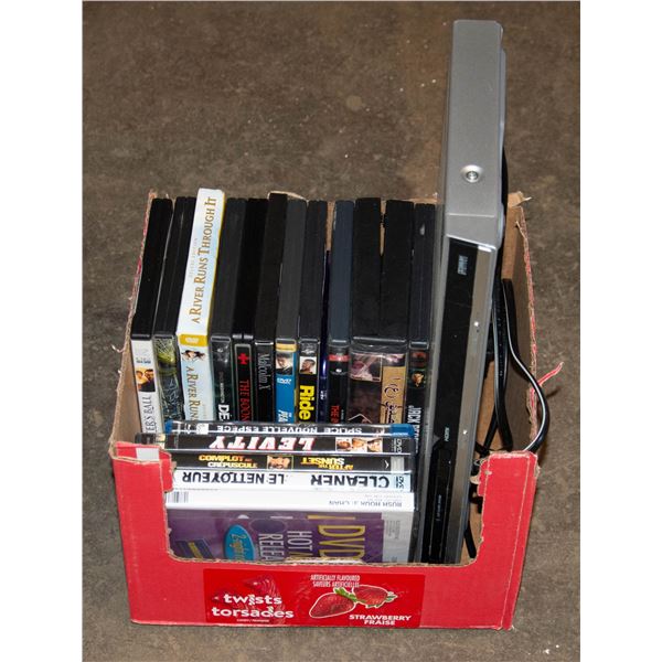 DVD PLAYER AND 15 DVDS