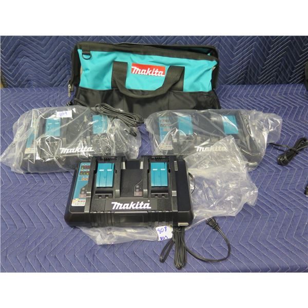 Qty 3 Makita DC18RD Two Port Multi-Chargers & Carry Case