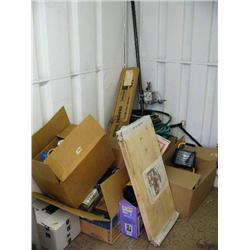 Lot of: hoses; small tools; office supplies; office light; answering machines; misc. (84)