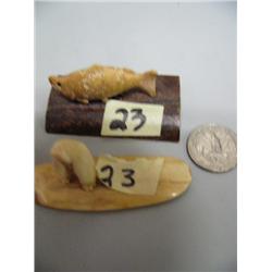 1 1/2" Ivory Bear and a 2" Bone Fish (2)