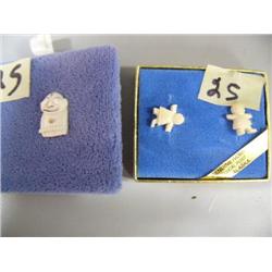 Ivory Bilican Tie Tac and a pair of Ivory Dancer Earrings (2)