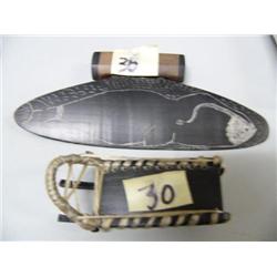 Baleen Ulu with a scrimshawed Whale and a small Baleen Sled (2)