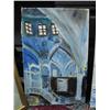 Image 3 : Framed Floral Print and an Original Oil Painting of Church Interior, Original Drawing of a Greek Fes